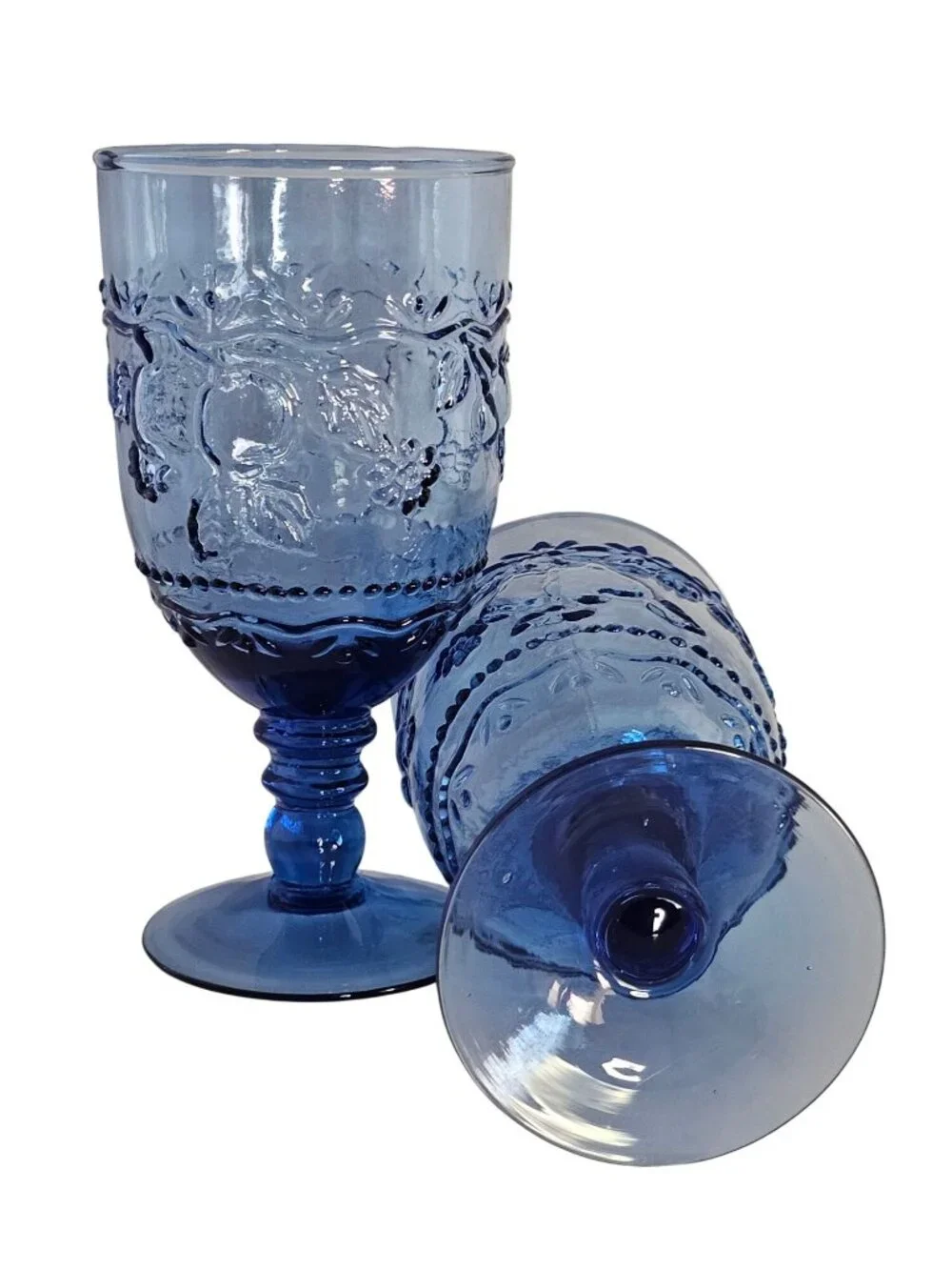2 Mikasa Garden Harvest Blue Goblets 6.7